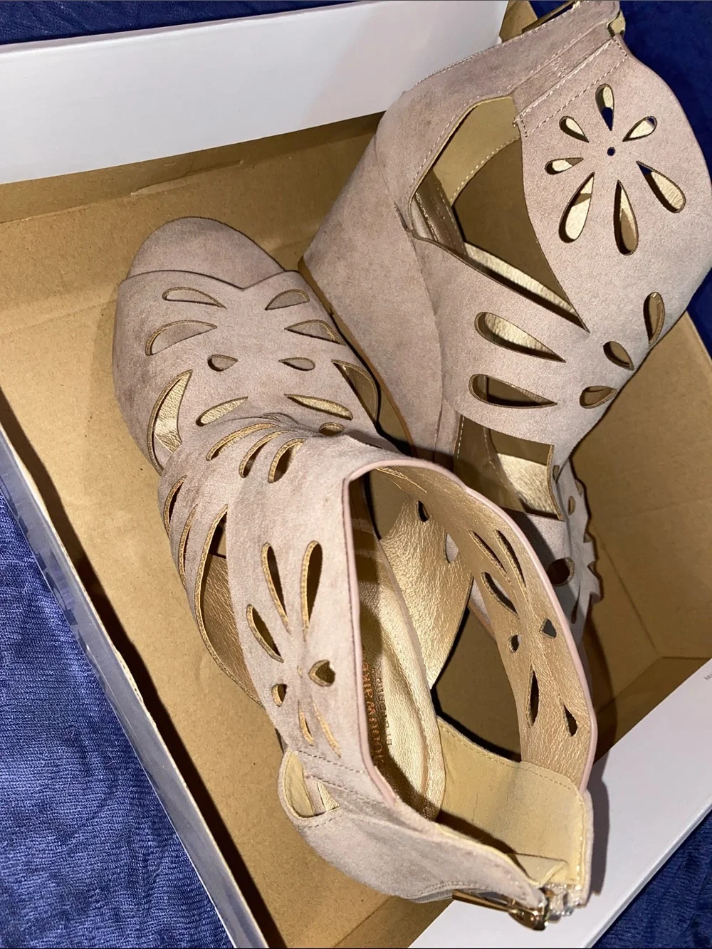 cloudwalkers Blush Cutout Wedge Sandals